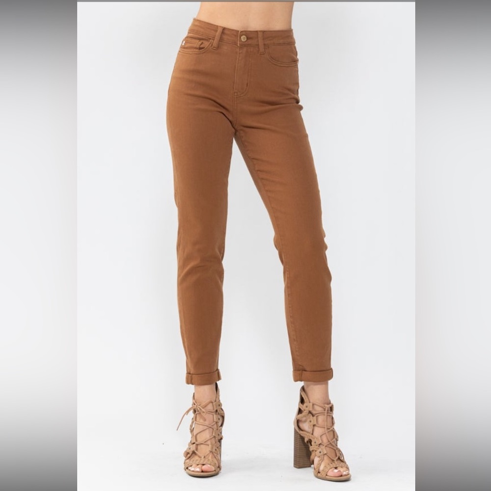 NEW Judy Blue High Waist Slim Fit Straight Leg Jeans Brown Size 14W